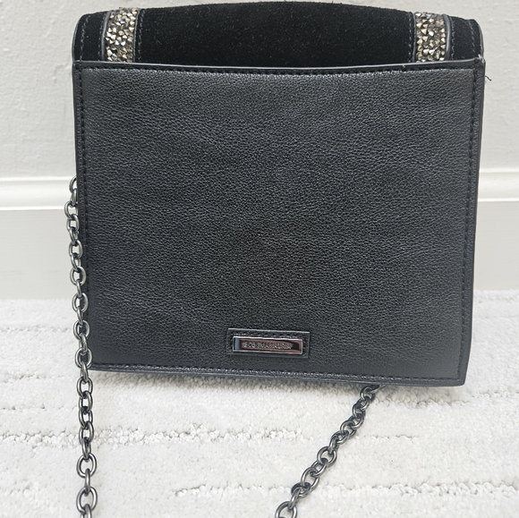 BCBGMaxAzria evening bag metal chain sueds sequin detail Black - Picture 5 of 10